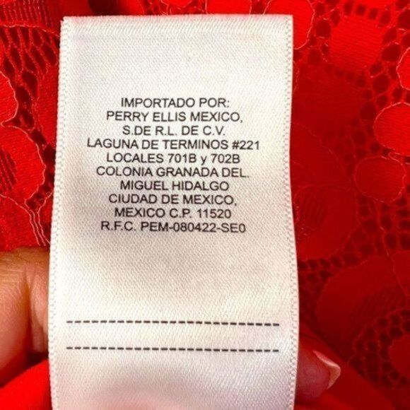 Laundry By Shelli Segal One Shoulder Lace 1/4 Sleeve Blouse M Red - Picture 6 of 6